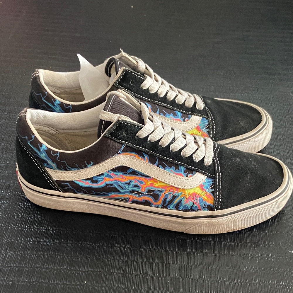 Vans Black Sneakers with Vibrant “Electric Flame” pattern